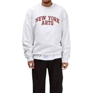 NEW ONLY NY new york arts crewneck sweater in heather grey